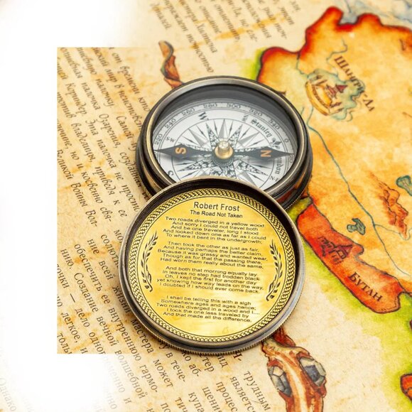 Brass Poem Compass by Stanley London Engraved Nautical Navigation Keepsake Gift - Picture 2 of 6